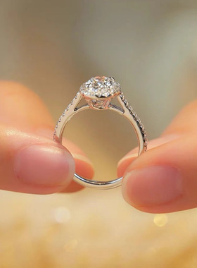 2025新款时尚气质仿莫桑钻椭圆戒微镶锆石开口百搭女士鸽蛋戒指