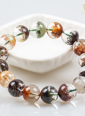 彩幽灵手链 天然老矿四季幽灵千层纱聚宝盆手串 男女水晶饰品