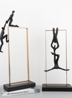 欧洲无障碍豪华创意金属运动人物饰品客厅，办公室，书柜，模型室