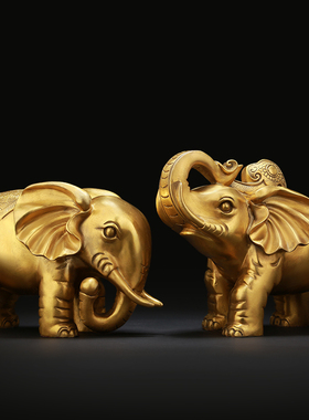 吉善缘 全铜大象摆件 大号一对招财象 家居饰品摆设工艺礼品0454