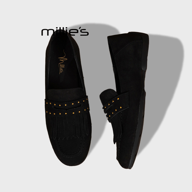 MILLIE'S/妙丽英伦风乐福鞋2025秋季舒适平底一脚蹬正装小皮鞋女,淘宝优惠券,粉丝福利购,淘宝优惠卷