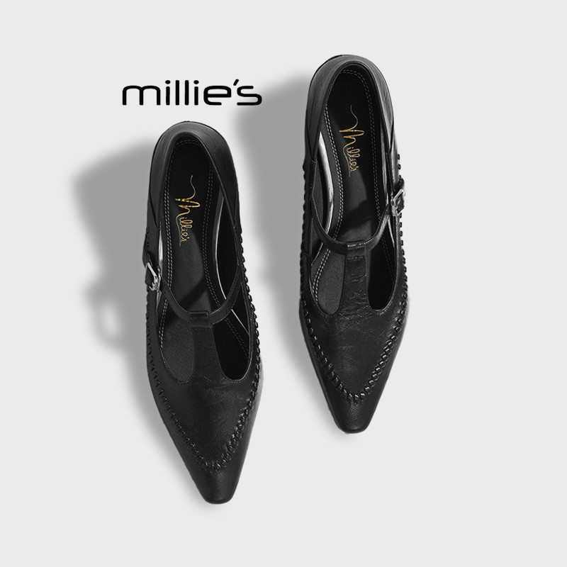MILLIE'S/妙丽2025夏季新款浅口单鞋面包树复古编织T带玛丽珍鞋女,淘宝优惠券,粉丝福利购,淘宝优惠卷
