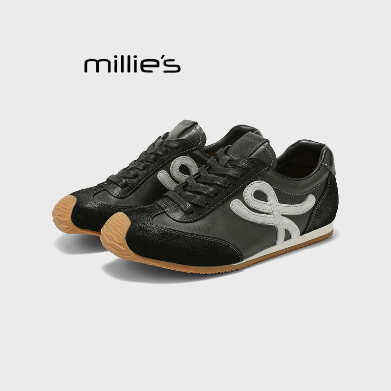 MILLIE'S/妙丽德训鞋女2025厚底小个子休闲板鞋透气软底运动鞋秋,淘宝优惠券,粉丝福利购,淘宝优惠卷