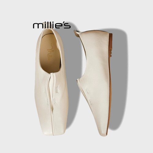 MILLIE'S/妙丽单鞋女真皮平底软皮小皮鞋懒人一脚蹬百搭乐福鞋秋 - 图3