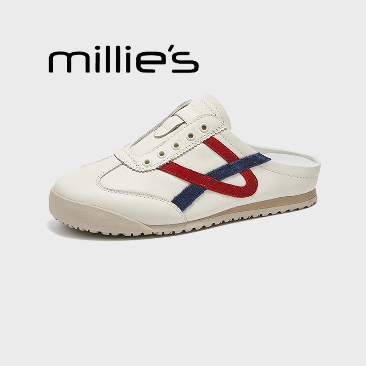 MILLIE'S/妙丽春季新款德训鞋女时尚运动阿甘鞋一脚蹬平底小白鞋,淘宝优惠券,粉丝福利购,淘宝优惠卷