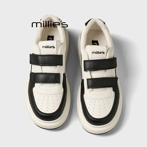 MILLIE'S/妙丽魔术贴厚底板鞋女冬季款加绒增高小个子休闲运动鞋Z - 图2