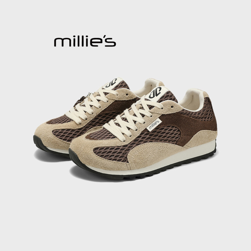 MILLIE'S/妙丽ins超火系带网面休闲鞋德训鞋显脚小百搭平底女鞋潮,淘宝优惠券,粉丝福利购,淘宝优惠卷