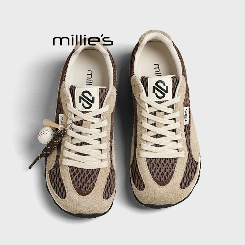 MILLIE'S/妙丽ins超火系带网面休闲鞋德训鞋显脚小百搭平底女鞋潮,淘宝优惠券,粉丝福利购,淘宝优惠卷