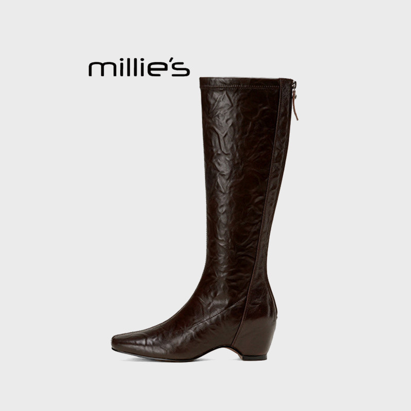 MILLIE'S/妙丽内增高及膝靴女2025高筒靴不掉筒显腿直超模长靴秋Z,淘宝优惠券,粉丝福利购,淘宝优惠卷