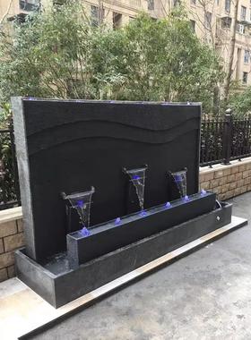 天然石材庭院景观阳台室外财富流水摆件循环水系统景观室内喷泉鱼