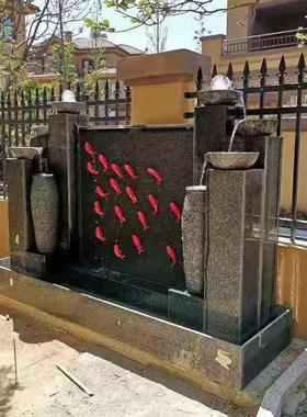 石材定制流水墙水幕墙办公室门厅玄关屏风户外鱼池喷泉流水景观墙