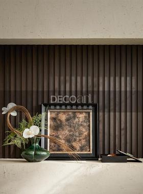 邸高家居 新中式入户玄关装饰画摆件 软装样板间雅金挂画花器插花