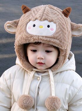 2026秋冬婴幼小羊加绒护耳套头帽