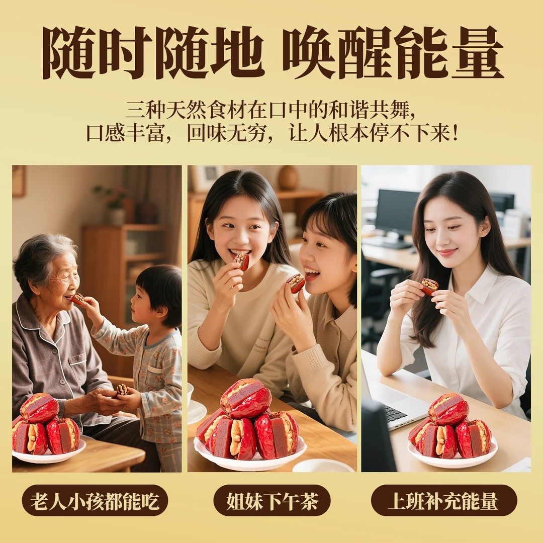 仓鼠行动酸甜抱抱果新疆和田大枣夹核桃仁零食山楂糕休闲零食,淘宝优惠券,粉丝福利购,淘宝优惠卷