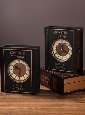 欧式复古假书摆件装饰轻奢高级感仿真书收纳盒藏手机桌面创意钟表