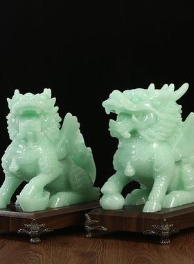 麒麟招财摆件一对风水办公室客厅酒柜玄关装饰工艺品开业乔迁礼品