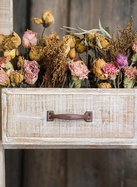 田园复古木质阶梯花架屏风隔断花器花柱插花造景婚礼道具落地摆件