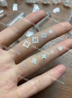 方格纹螺钿片传统样白蝶贝螺钿花