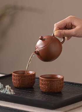 紫砂西施壶纯全手工泡茶壶单人功夫茶具家用原矿朱泥茶壶小容量壶