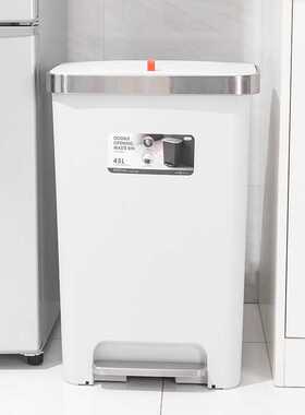 45L脚踏垃圾桶商用大号 家用厨房客厅双开盖 干湿分类带盖纸篓