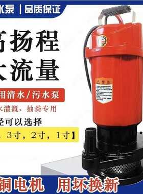 潜水泵高扬程污水泵家用抽水切割式抽水机220v农用灌溉排污大流量
