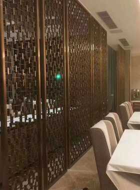 不锈钢屏风隔断酒店装饰展厅艺术屏风隔断不锈钢中式格栅镂空雕花