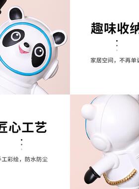 可爱熊猫托盘玄关钥匙收纳摆乔迁件家居客厅创意门厅鞋柜桌面装饰