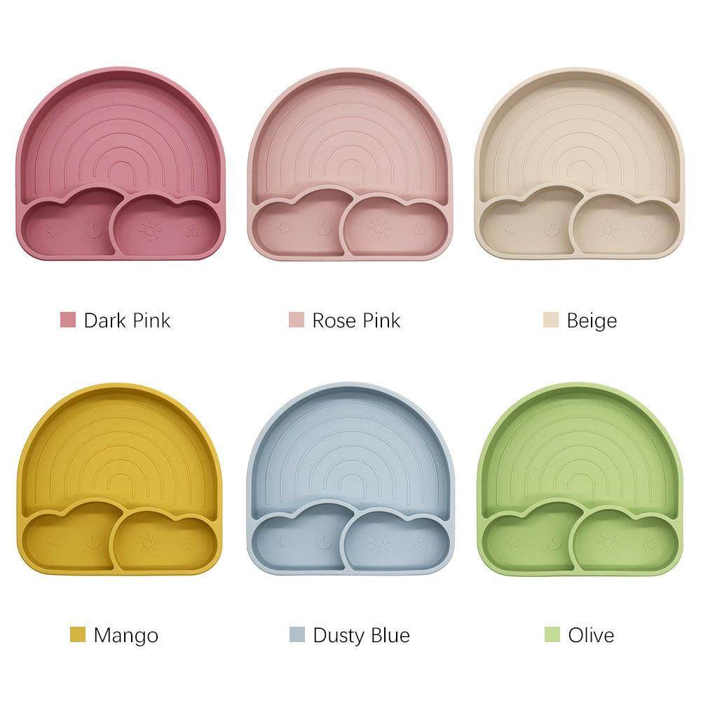 宝宝硅胶吸盘云朵彩虹餐盘 硅胶盖叉勺辅食婴儿餐具 儿童防打翻碗,淘宝优惠券,粉丝福利购,淘宝优惠卷