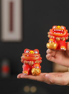 招财进宝风格狮子中式客厅办公室石狮桌面工作站装修招财进宝饰品