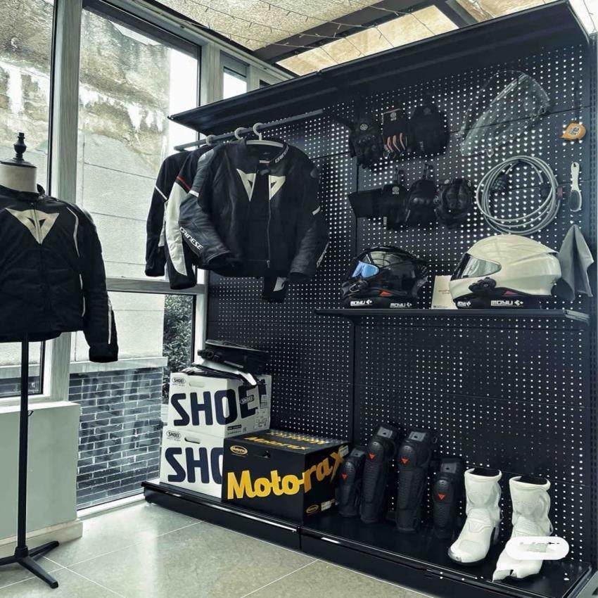 Black hole board outdoor equipment storage wall metal motorcycle riding camping hiking diving snowboard storage rack