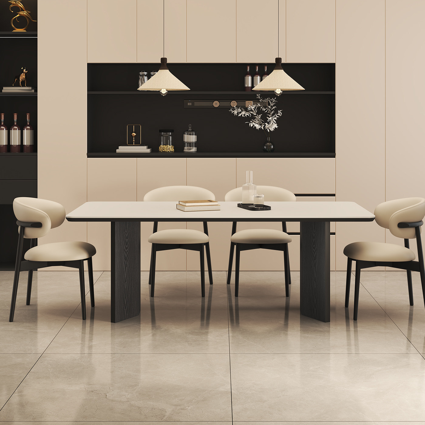 轻奢意式极简小户型长方形家用复古风岩板餐桌椅组合实木吃饭桌子,淘宝优惠券,粉丝福利购,淘宝优惠卷