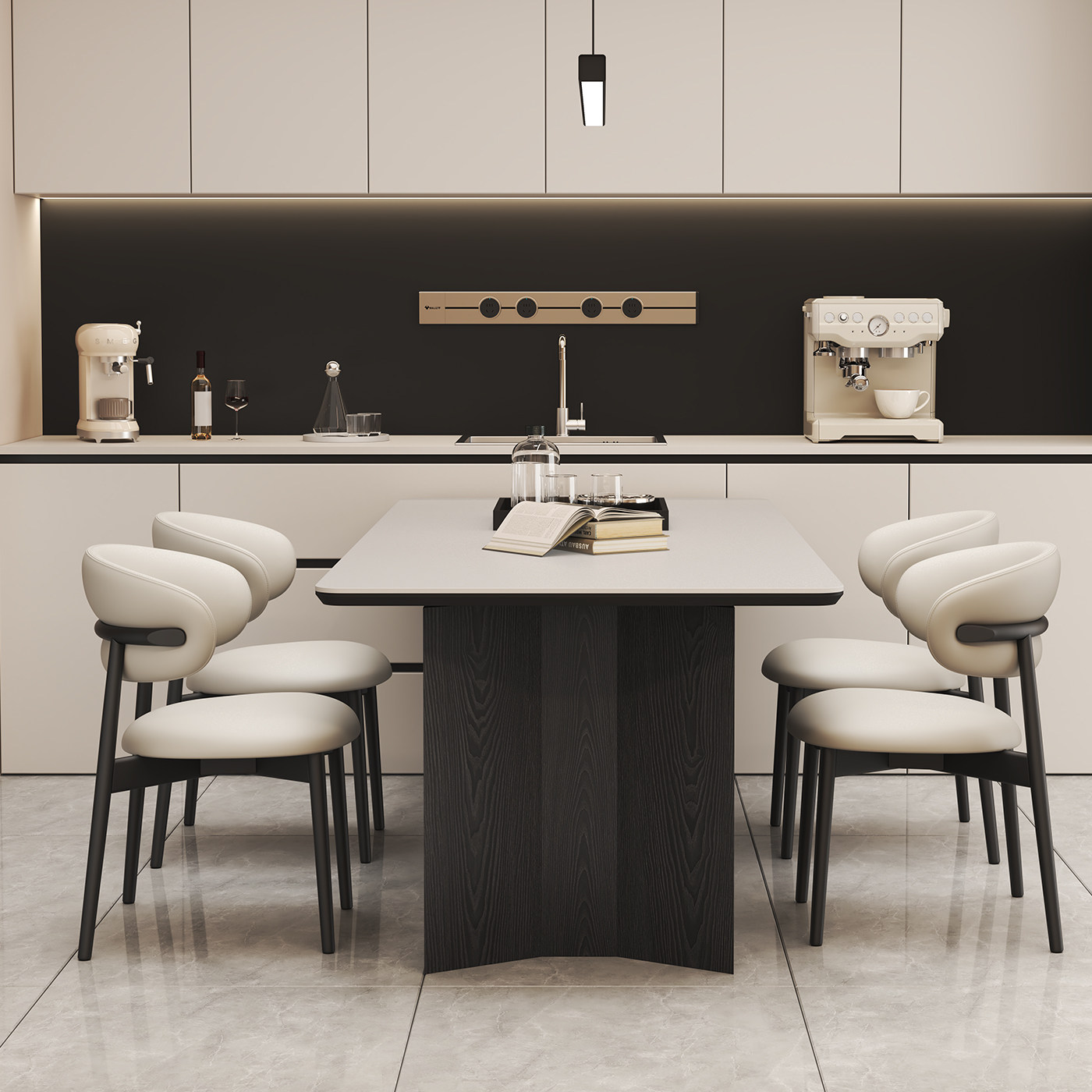 轻奢意式极简小户型长方形家用复古风岩板餐桌椅组合实木吃饭桌子,淘宝优惠券,粉丝福利购,淘宝优惠卷