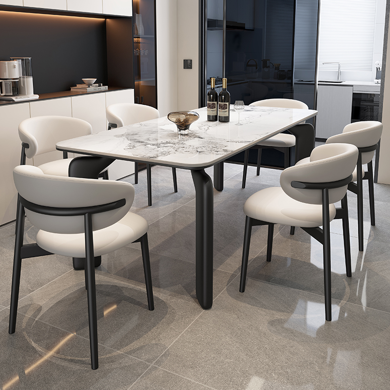 帅呆岩板餐桌椅子组合意式极简现代简约长方形小户型客厅吃饭桌子 - 图1