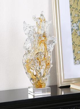 琉璃发财树摆件太湖石现代简约客厅样板间酒店博古架桌面装饰送礼