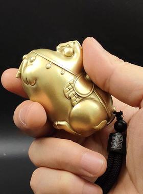 全黄铜唐马摆件马上有钱马到成功男士随身盘文玩解压手把件送礼品