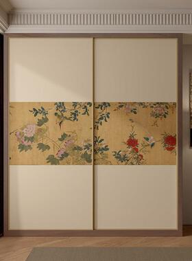 中式柜门贴纸衣柜门翻新推拉门装饰覆古贴画卧室书柜遮丑玻璃门贴