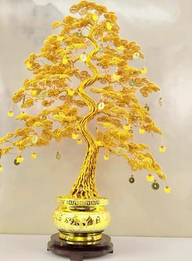 乔迁新居礼物送长辈送领导招财旺事业手工铝线摇钱树摆件开业礼物