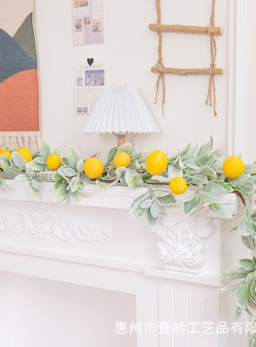 代发仿真兔耳叶柠檬藤条跨境家居藤蔓装饰桌面摄影柠檬绿植摆件