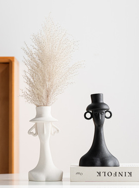 创意人像陶瓷花瓶干花花插家居轻奢软装饰品高级摆件批发跨境