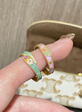 珐琅彩滴釉印花桃花粉