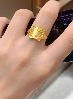 小红书同款kitty猫咪戒指可爱卡通食指戒精致单品百搭一件代发