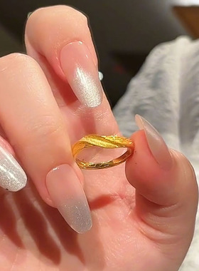 小红书同款莫比乌斯环戒指女素圈食指戒复古指环简约小众