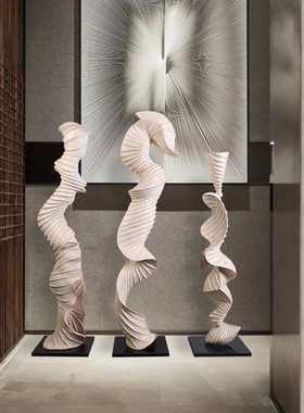 抽象木雕工艺品大型落地摆件商业空间商场会所装饰软装雕塑艺术品