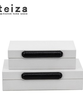 Oteiza现代皮革装饰盒摆件样板间样品屋展示中心衣帽间首饰收纳盒