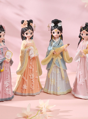 古风汉服少女小摆件书房桌面装饰