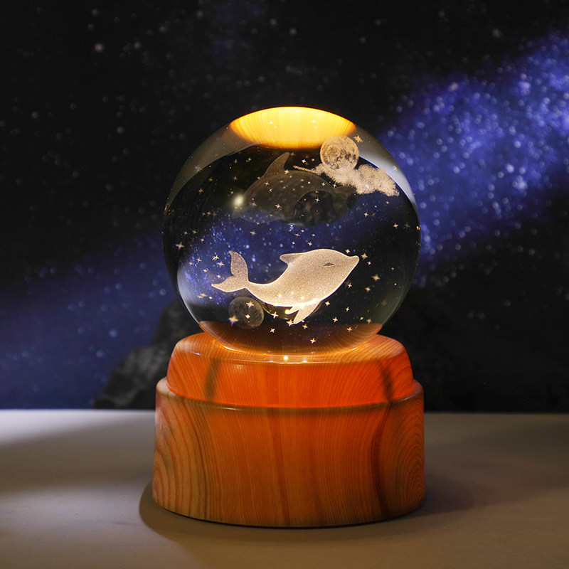 发光旋转水晶球小夜灯客厅卧室客厅玻璃球装饰情人节送人礼物,淘宝优惠券,粉丝福利购,淘宝优惠卷