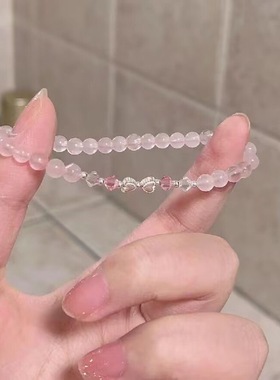 「蜜桃汽水」甜美蝴蝶结串珠手链女ins小众新款轻奢简约闺蜜手饰