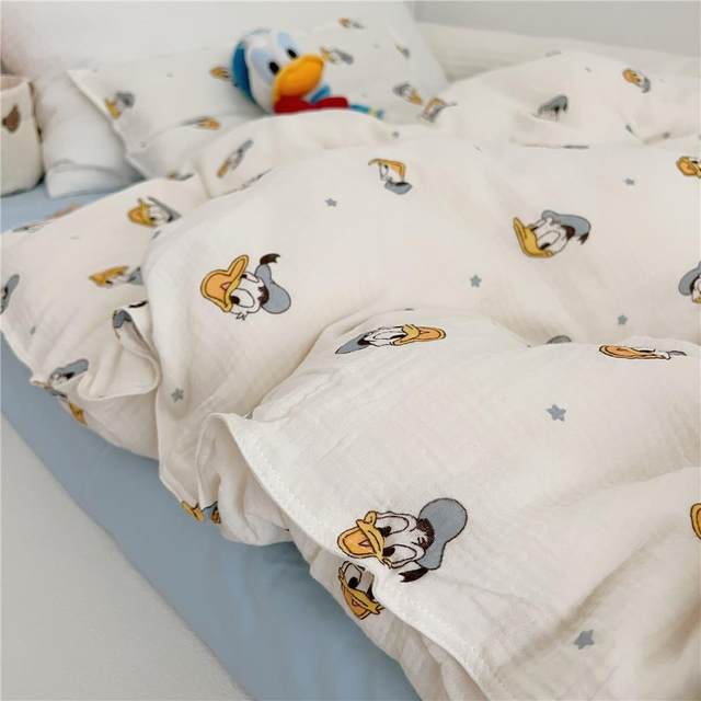 Dinni newborn layer wrinkle wrinkle wrinkle single and double quilt cover bed sheet three-piece set children MIYA children's pure cotton