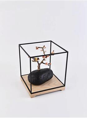 新中式梅花树枝鸟摆件样板玄关隔断房柜软小摆设电视装BJ1117柜家