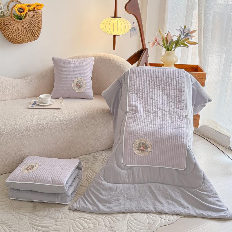 抱枕被子两用小清新全棉车内用枕头被办公午睡靠枕沙发靠垫空调被 - 图1